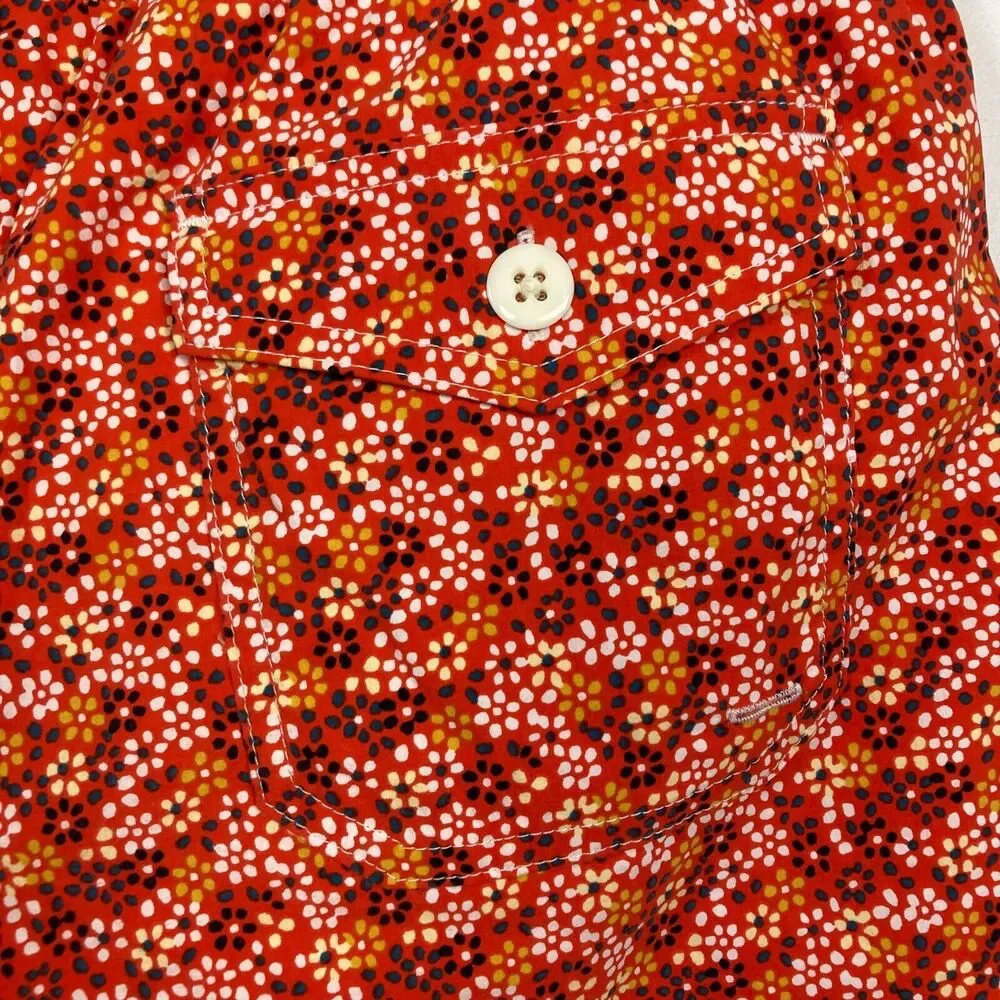 J. Crew Swim Trunks Mens‎ Sz M Orange White Floral Board Mesh Lined Drawstring